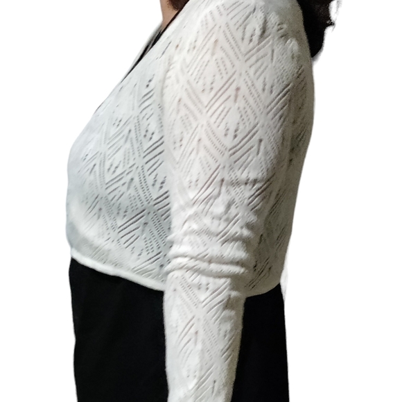 Knit Cardigan cropped, White Size Large - Picture 12 of 12